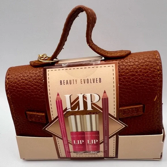 Beauty Evolved 4-Pc Lip Kit Edition Faux Leather Micro Purse with lock charm - - Picture 2 of 4